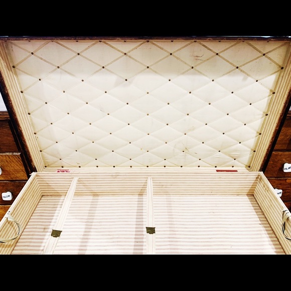 Antique Louis Vuitton Canvas Steamer Trunk LV Rare - Picture 7 of 8